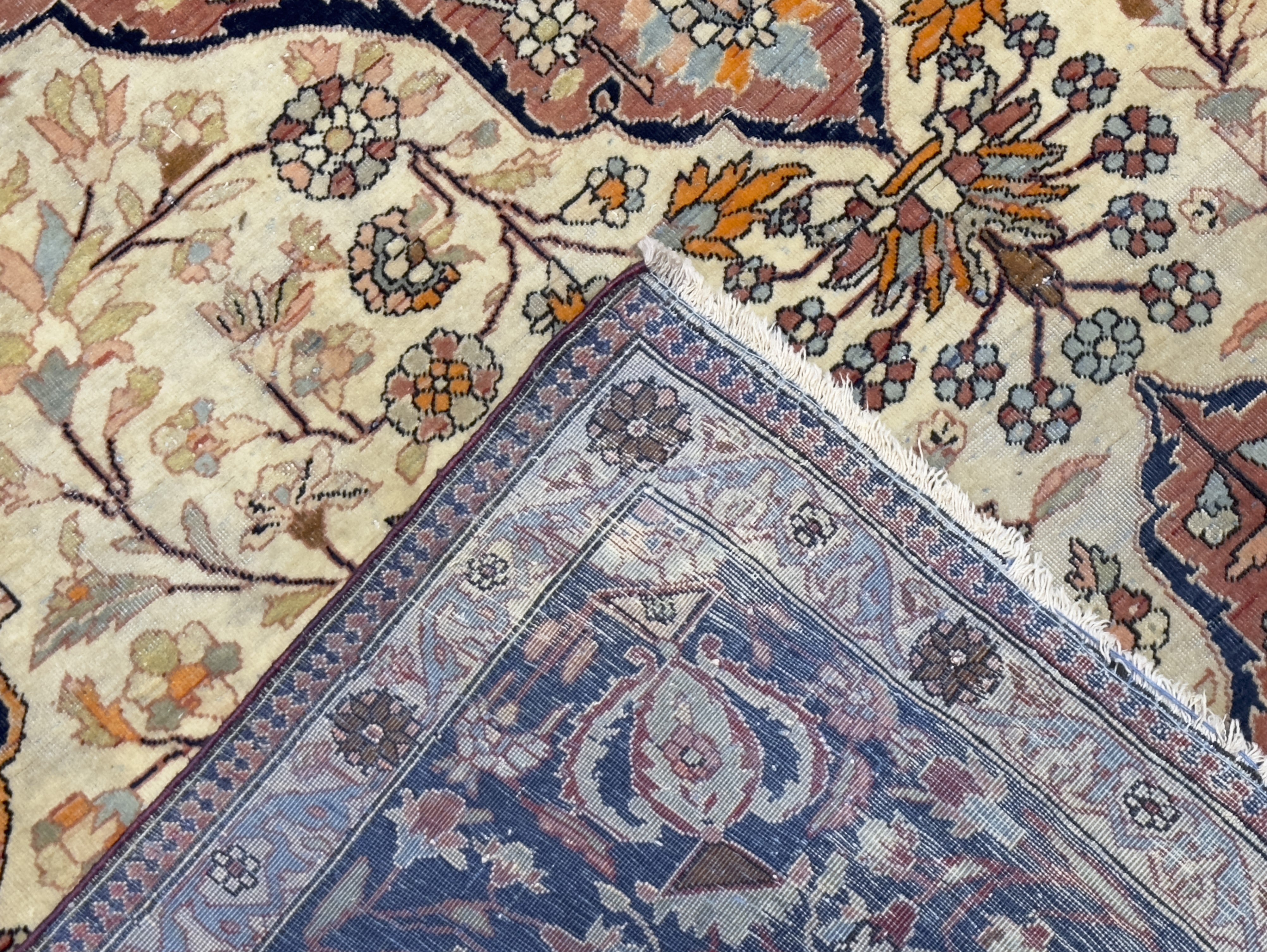 Antique Mohtasham Kashan Rug 4' 4'' x 6' 10"