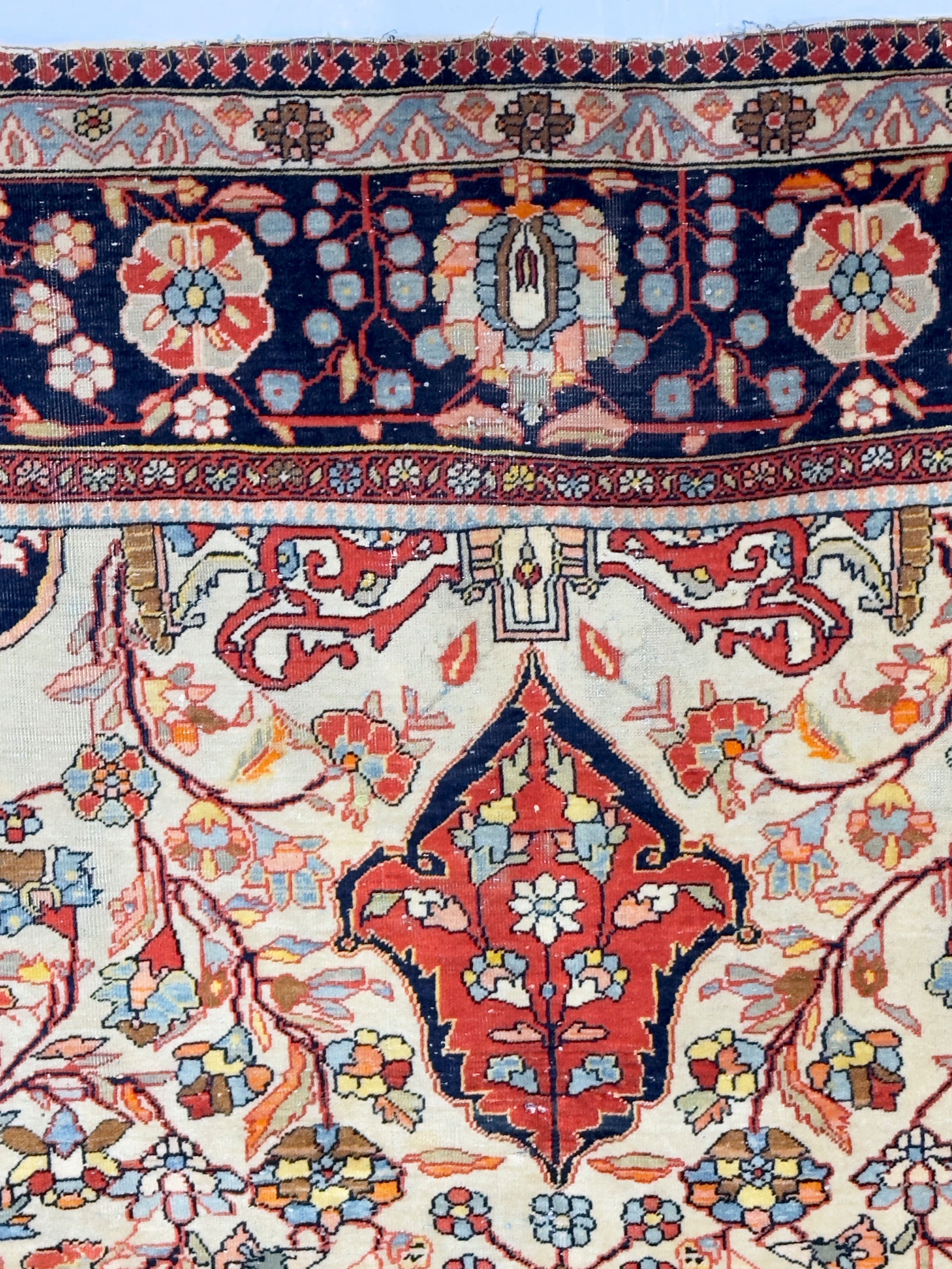 Antique Mohtasham Kashan Rug 4' 4'' x 6' 10"
