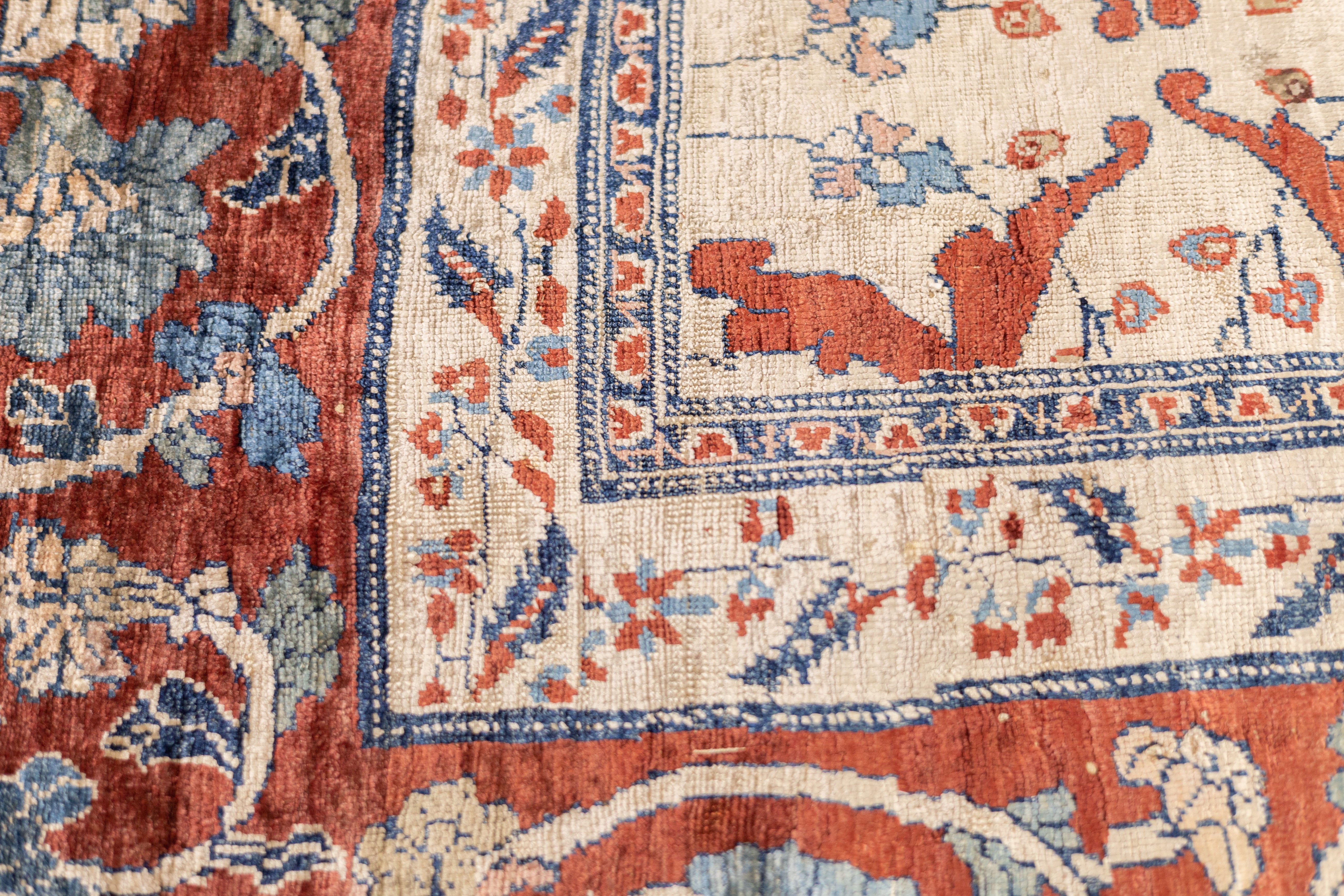 Fine and Rare Antique Silk  Heriz Rug 4'6" x 5' 9"