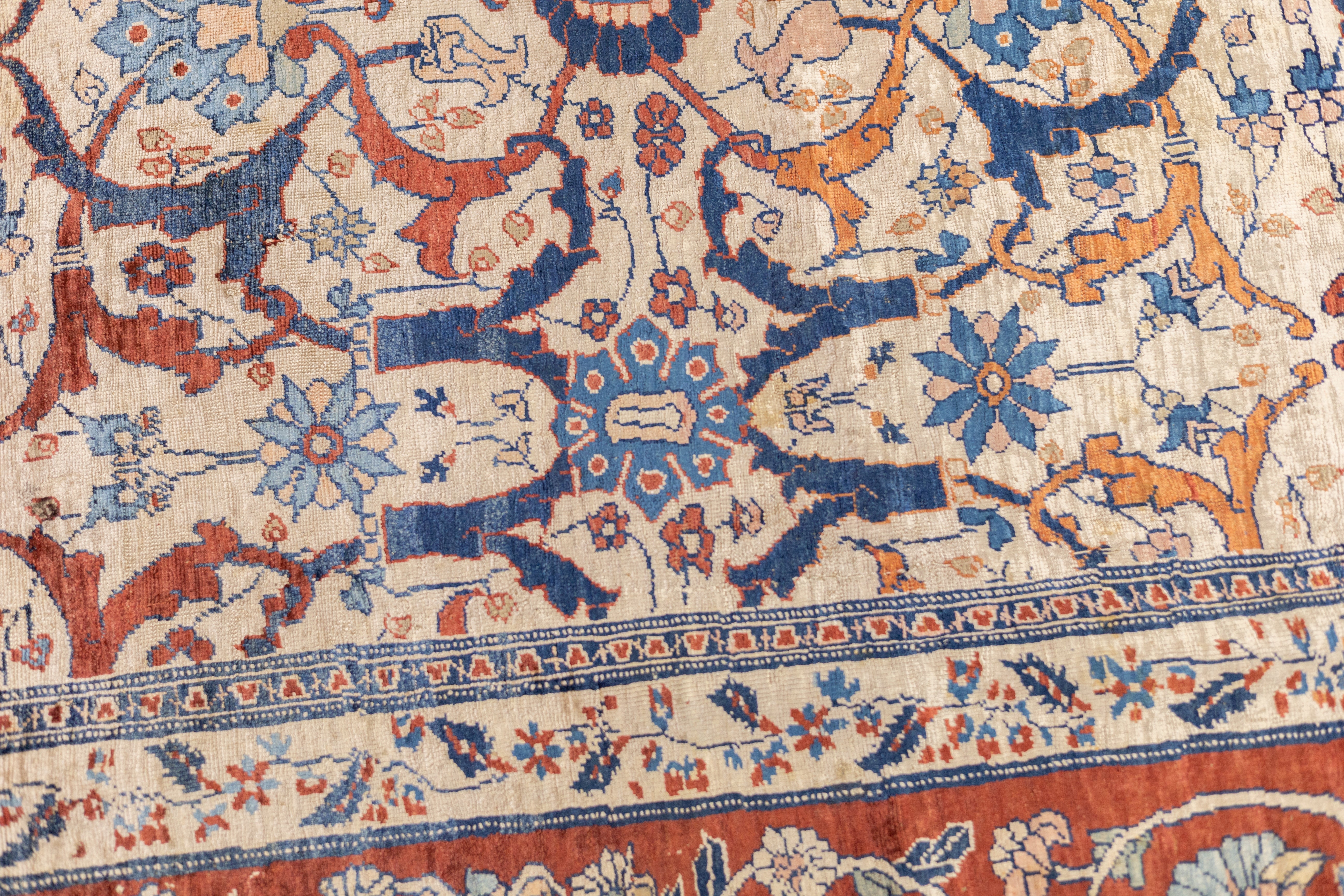 Fine and Rare Antique Silk  Heriz Rug 4'6" x 5' 9"