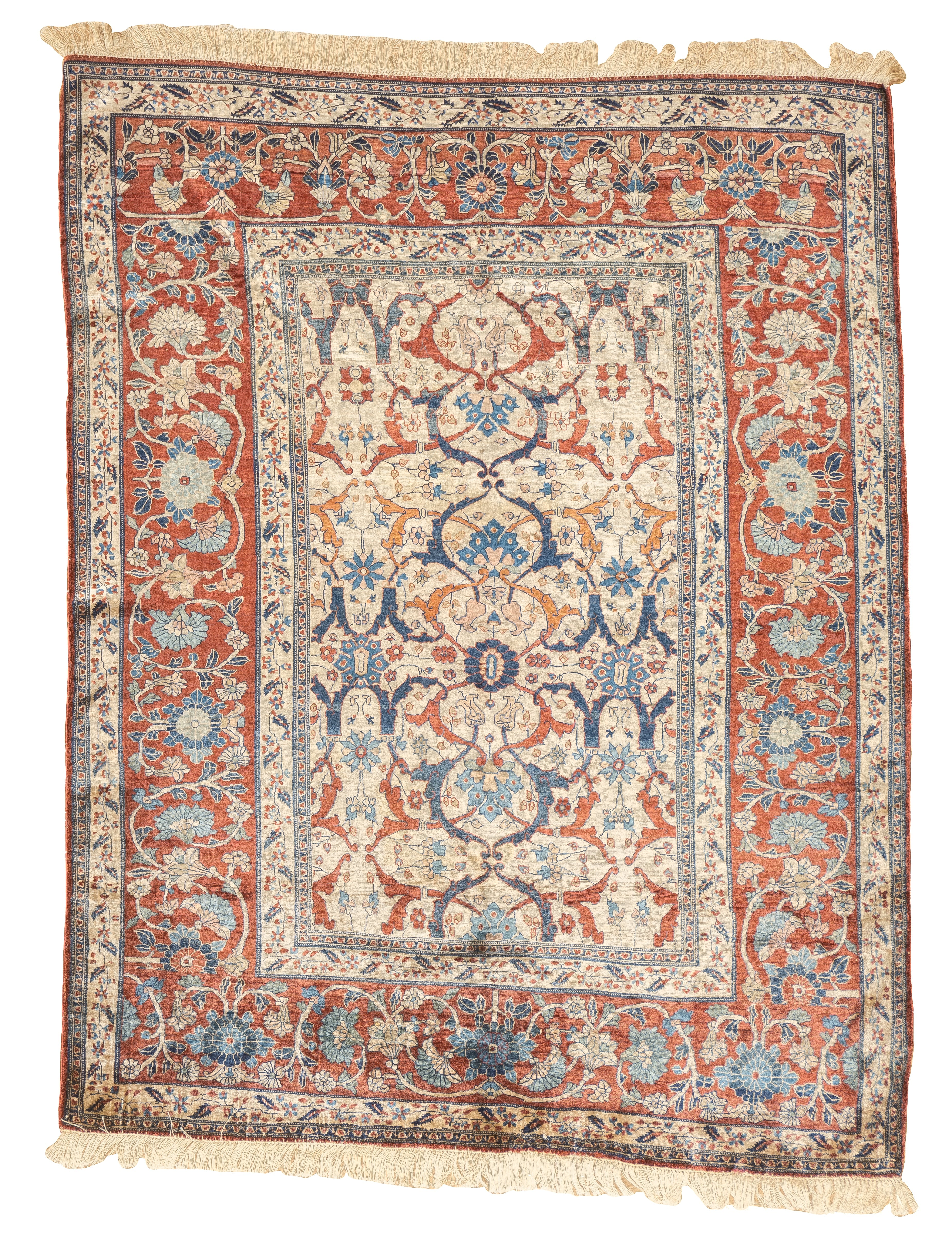 Extremely Fine and Rare Antique Persian Silk Heriz