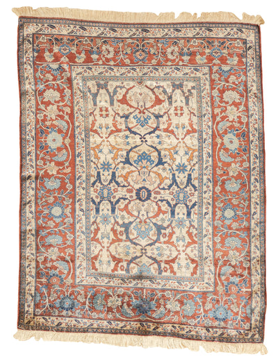 Fine and Rare Antique Silk  Heriz Rug 4'6
