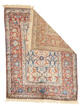 Fine and Rare Antique Silk  Heriz Rug 4'6" x 5' 9"