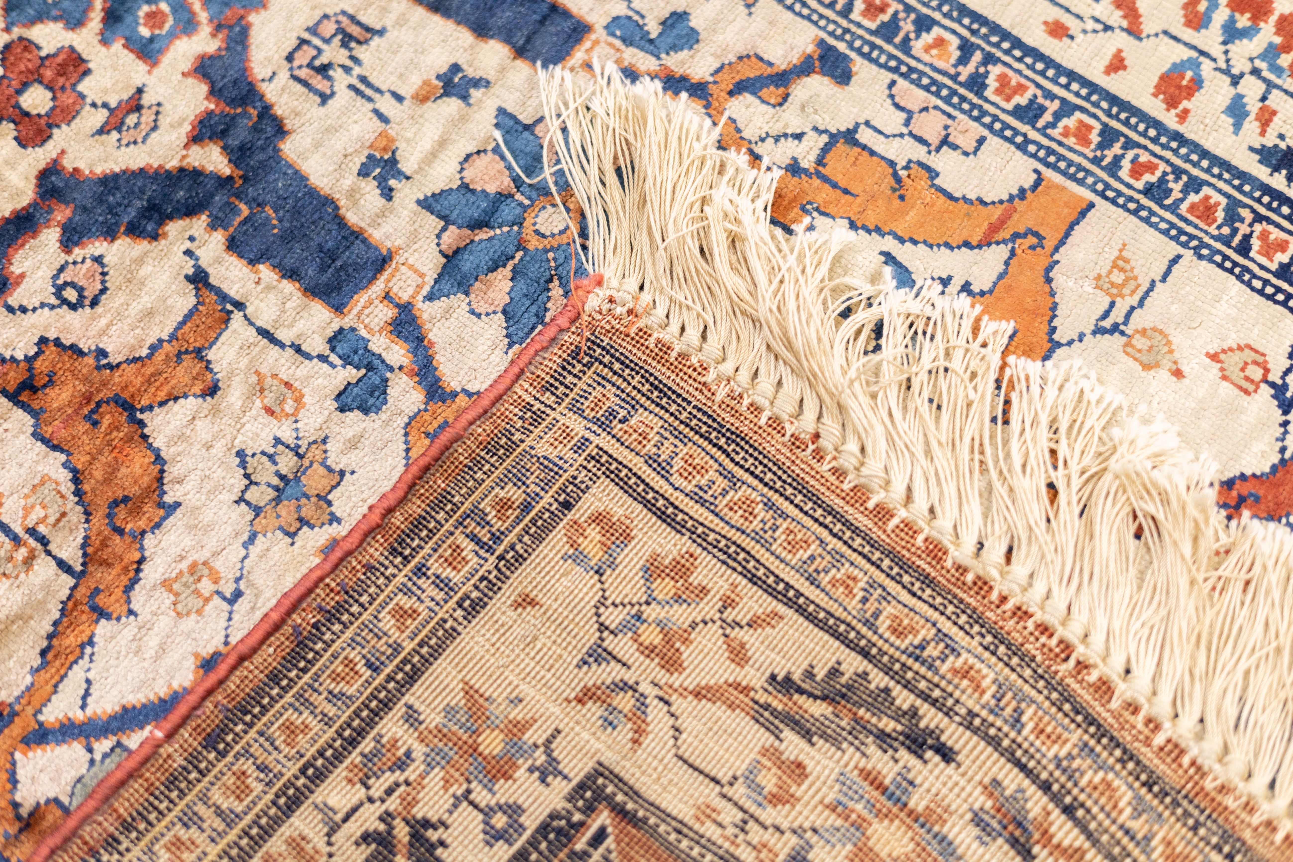 Fine and Rare Antique Silk  Heriz Rug 4'6" x 5' 9"