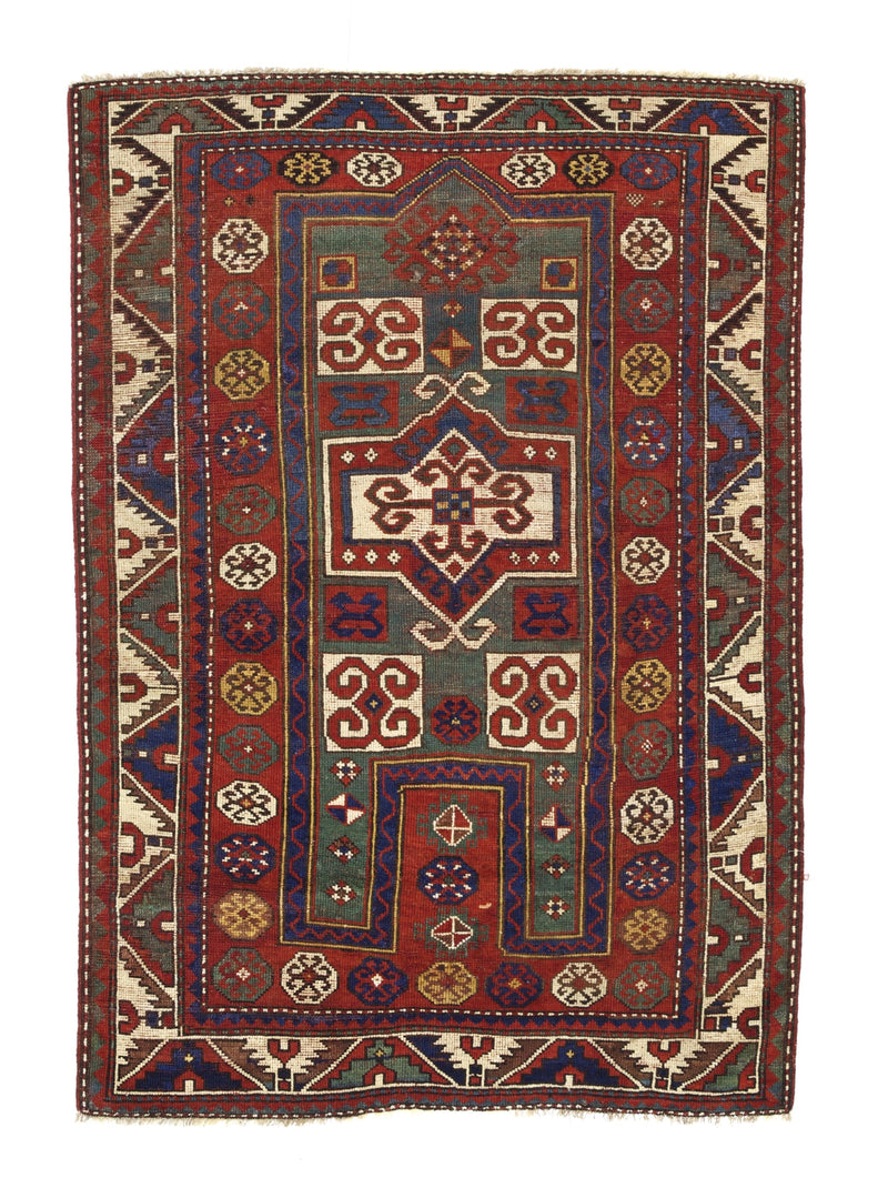 Antique Caucasian Fakhralou Kazak Rug 3'11