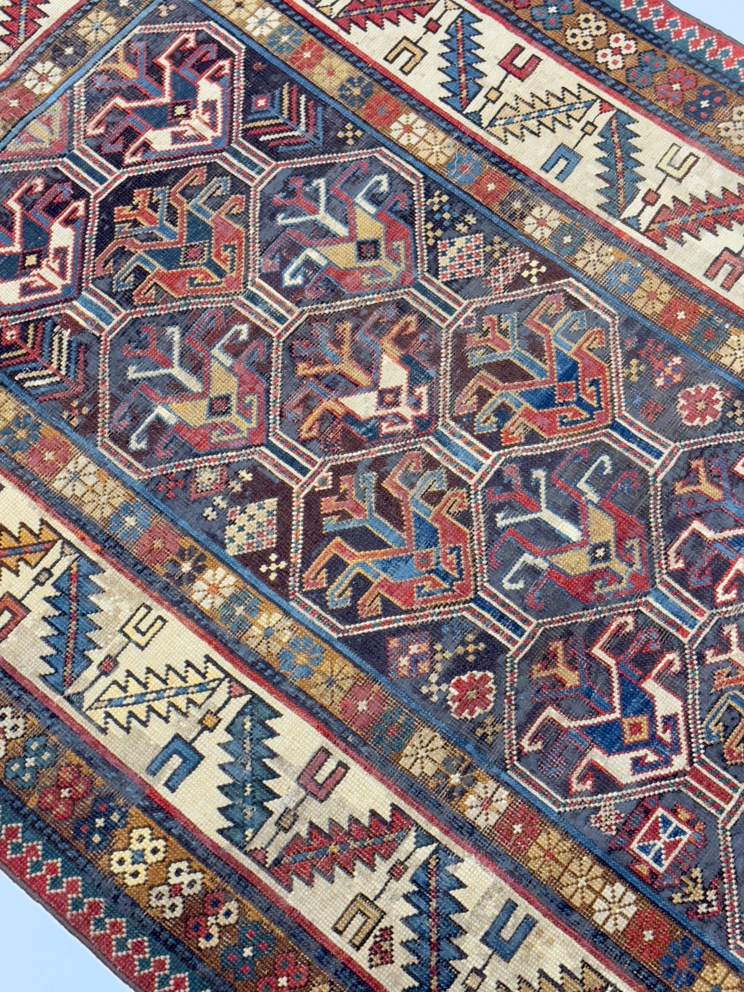 Antique Caucasian Kazak Rug 3' 5" x 6' 1"
