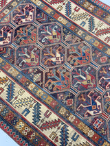 Antique Caucasian Kazak Rug 3' 5" x 6' 1"