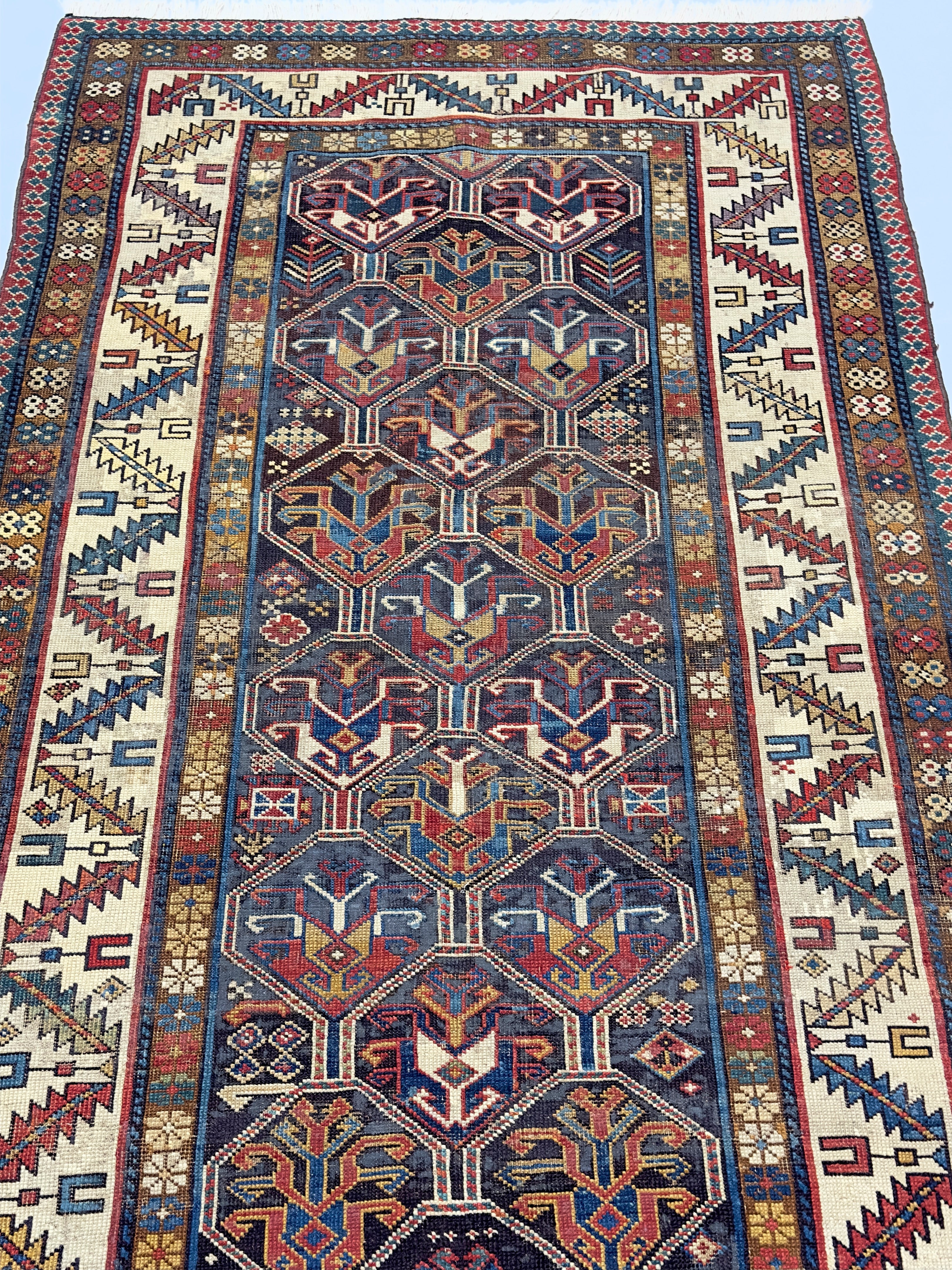 Antique Caucasian Kazak Rug 3' 5" x 6' 1"