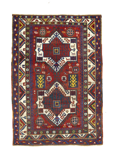 Antique Caucasian Kazak Rug 4'9