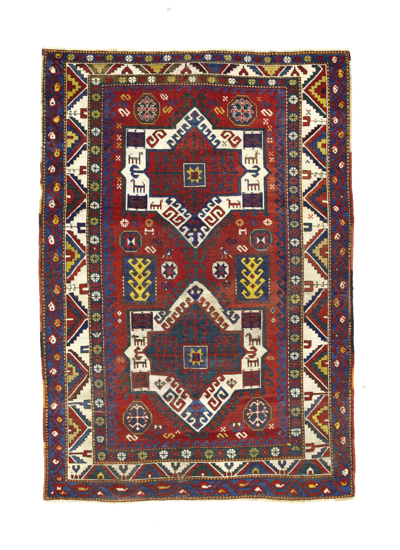 Antique Caucasian Kazak Rug 4'9
