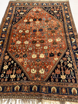 Antique  Tribal Khamseh Rug 4'11" x 7' 11"