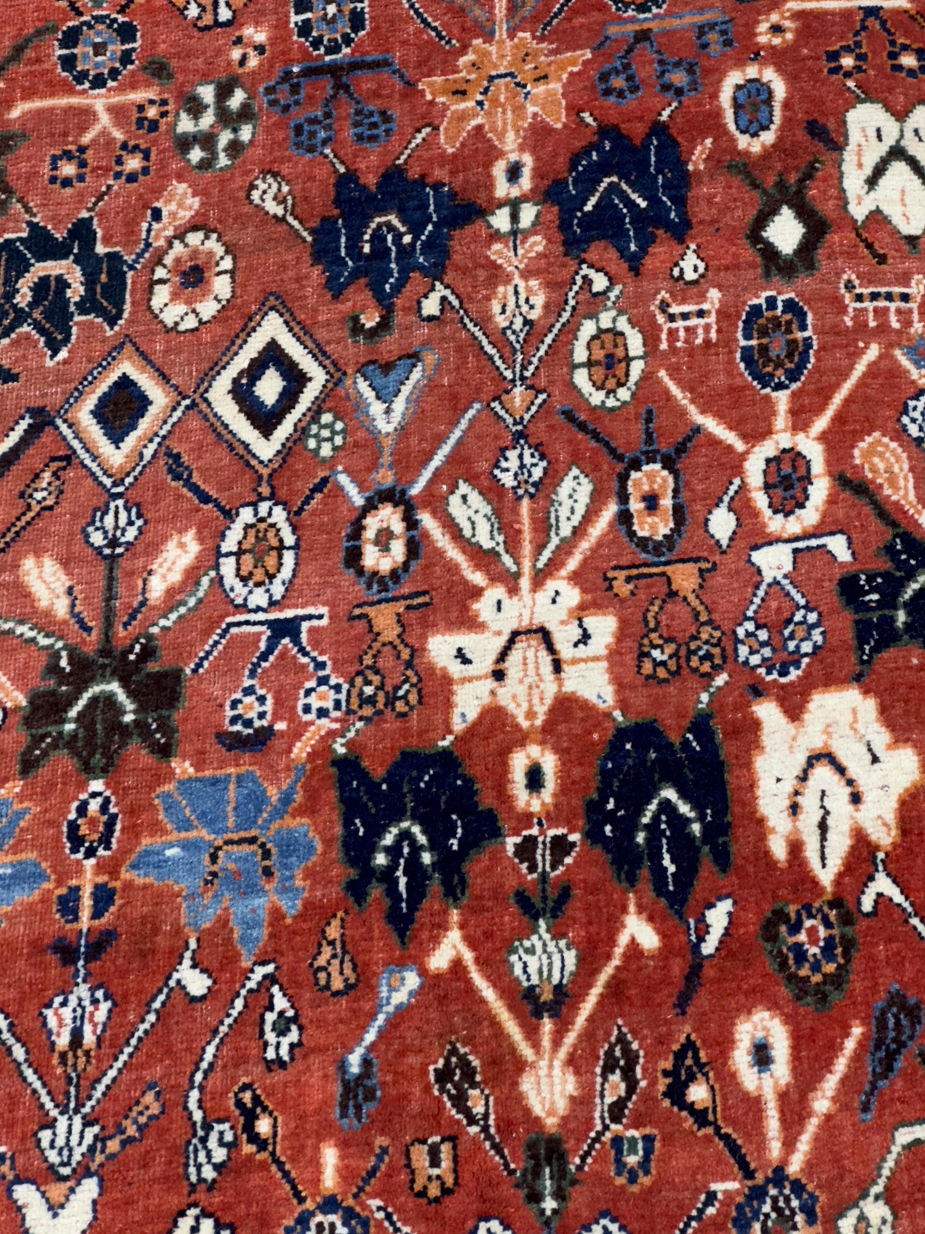 Antique  Tribal Khamseh Rug 4'11" x 7' 11"