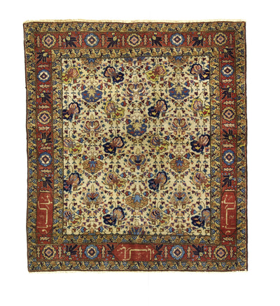 Antique  Tabriz Signed Rug 4'4