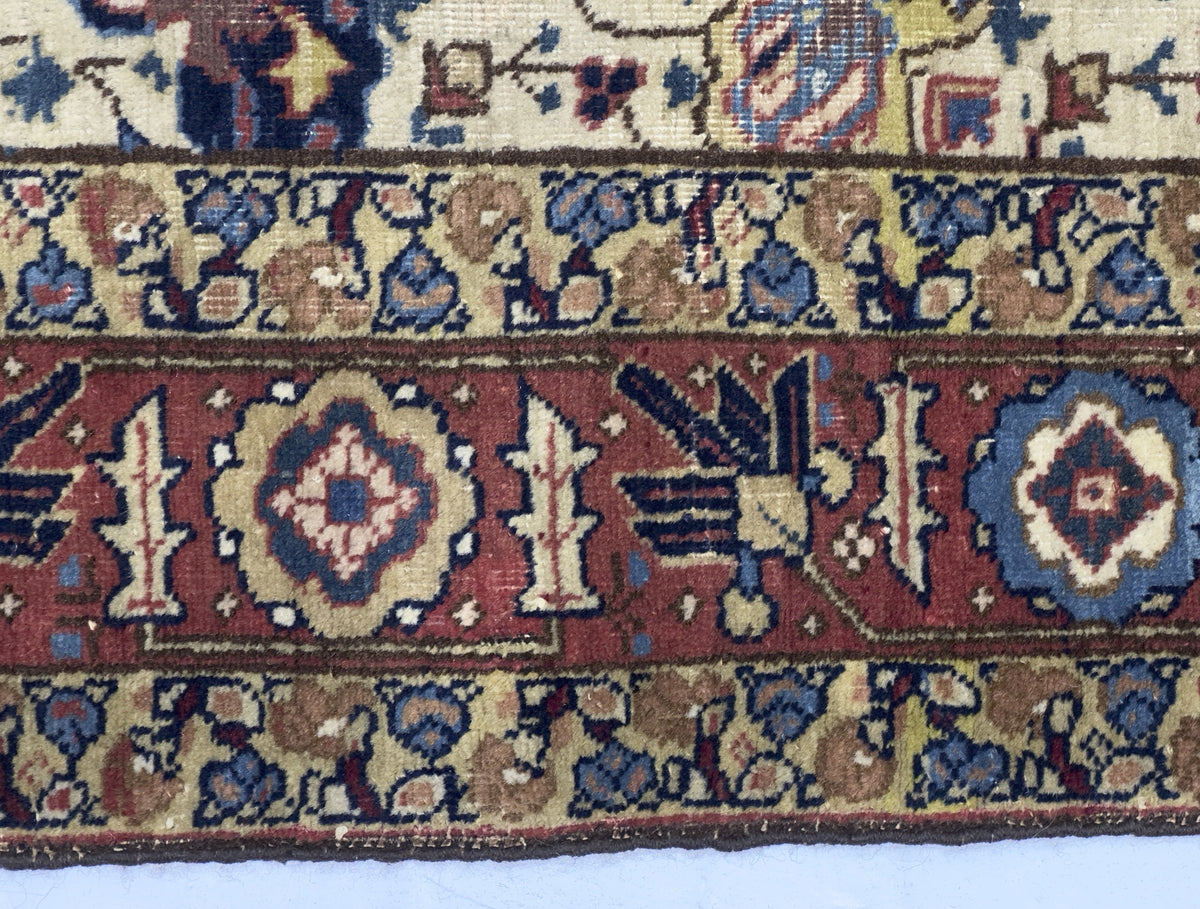 Antique  Tabriz Signed Rug 4'4" x 4' 10''
