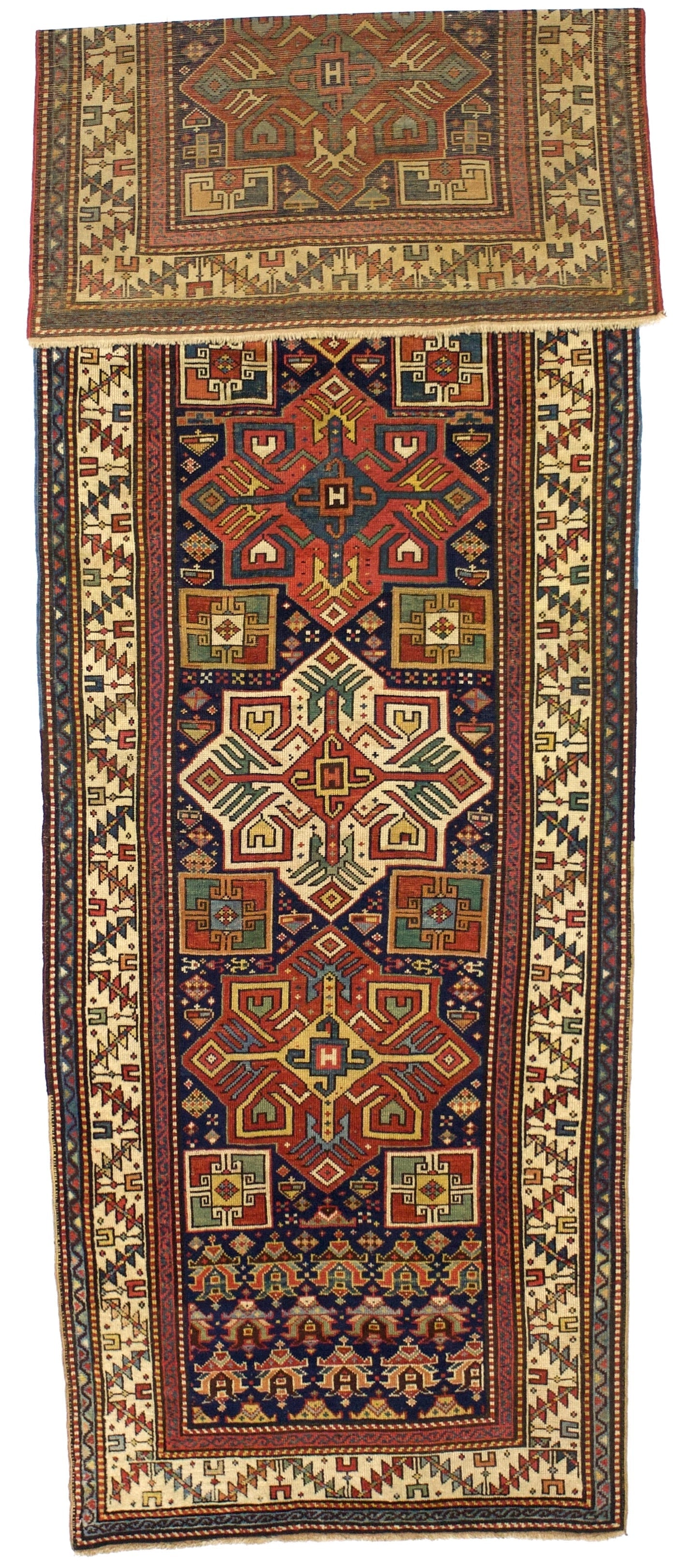 Fine Antique Caucasian Akstafa Rug 3' 7'' x 11' 6''