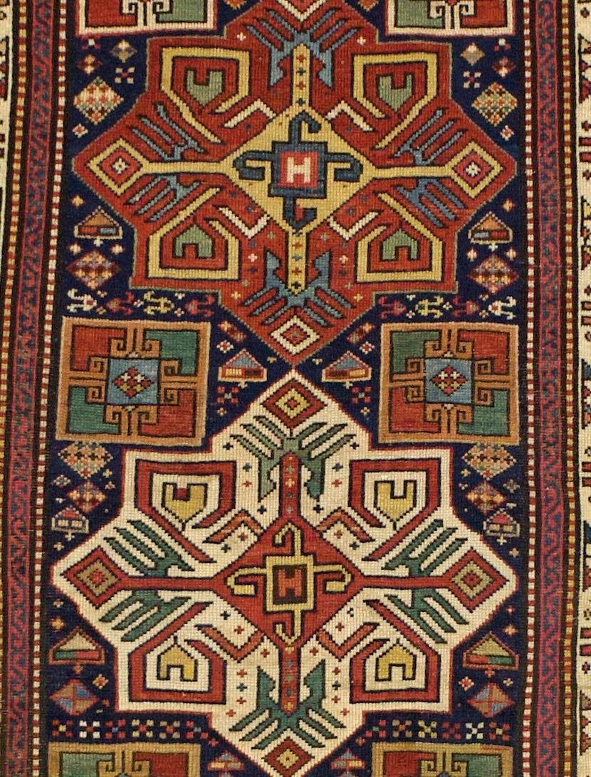 Fine Antique Caucasian Akstafa Rug 3' 7'' x 11' 6''