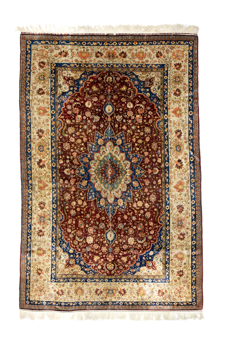 Antique Silk Fine Turkish Rug 5'3