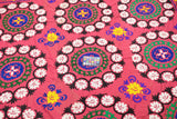 Fine Vintage Uzbek Suzani Textile Hand Knotted Rug 7'4'' x 7'7''