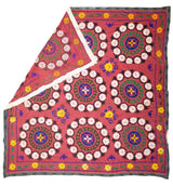 Fine Vintage Uzbek Suzani Textile Hand Knotted Rug 7'4'' x 7'7''