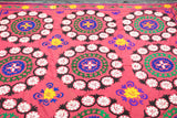 Fine Vintage Uzbek Suzani Textile Hand Knotted Rug 7'4'' x 7'7''