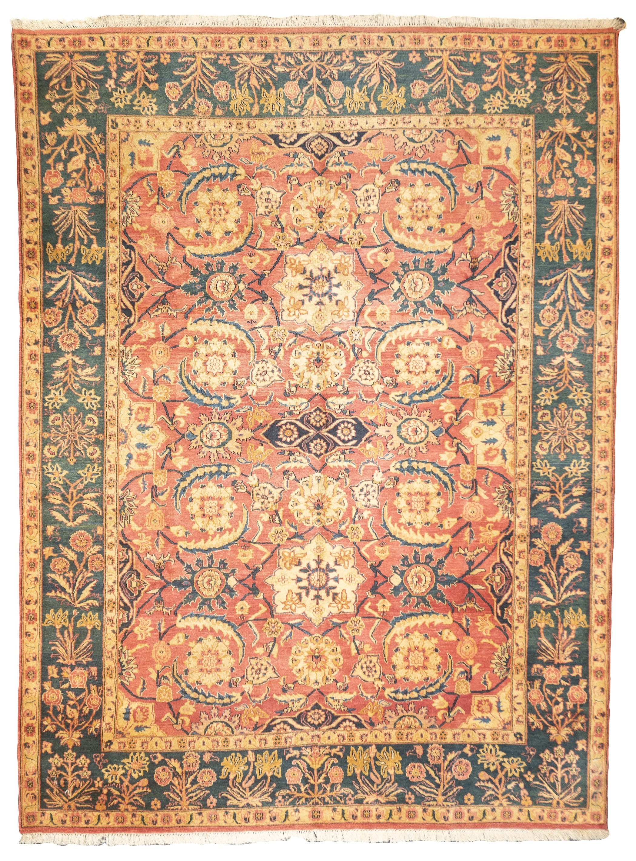 Antique Indian Agra Wool Rug 8'11" x 12'1"