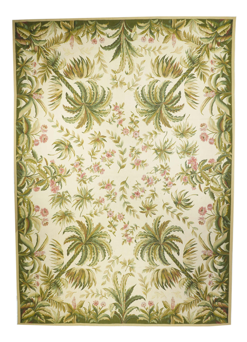 Aubusson Flat Weave Wool Rug 12'0