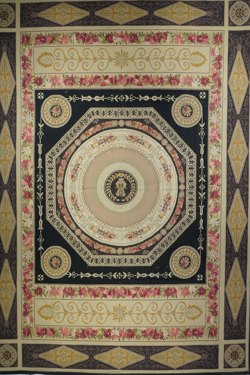 Aubusson Flat Weave Wool Rug 12'0