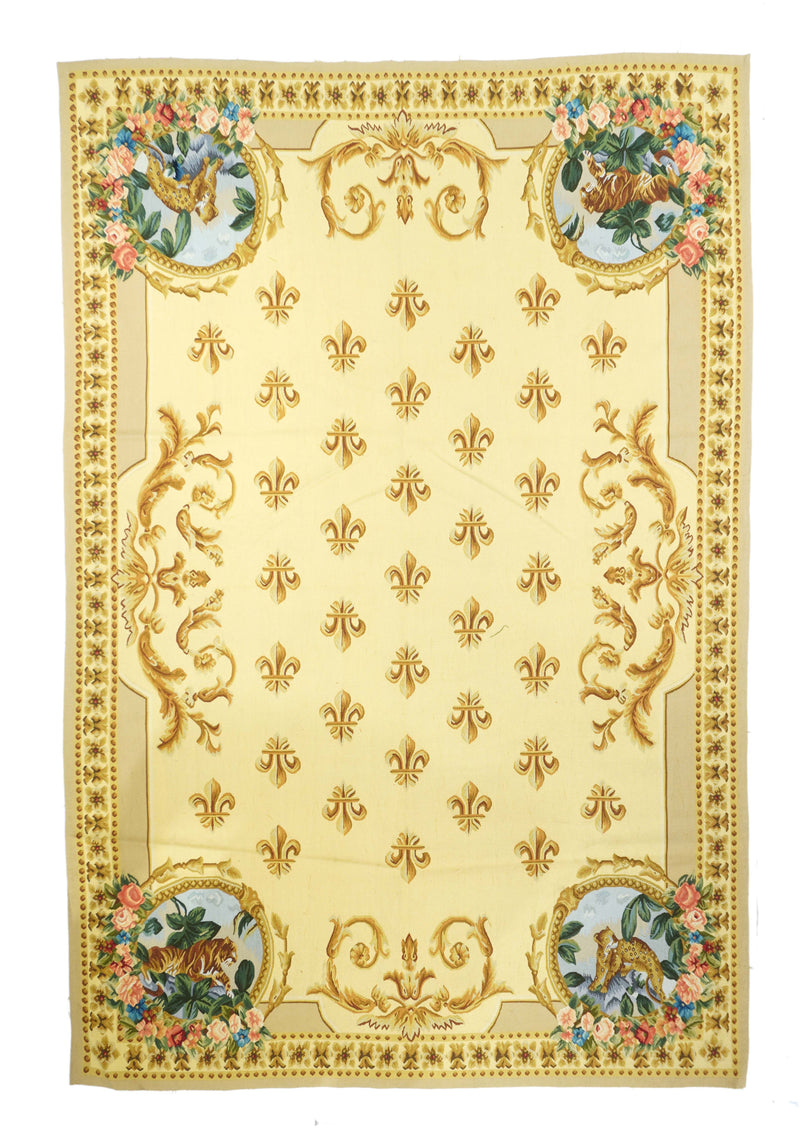 Aubusson Flat Weave Wool Rug 6'0