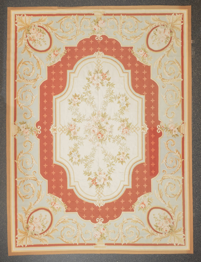 Aubusson Flat Weave Wool Rug 9'0