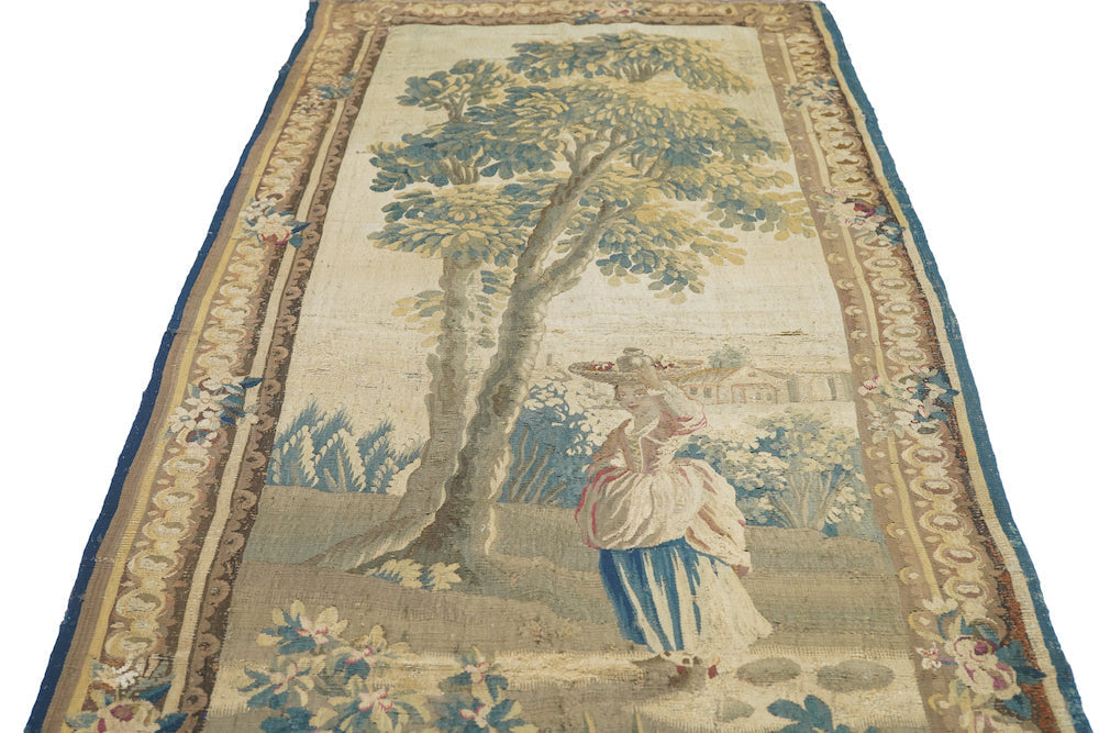Antique Tapestry French Panel 3'8'' x 8'10''