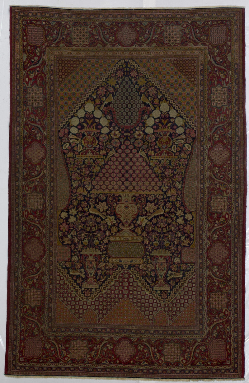 Antique  Dabir Kashan Rug 4'3