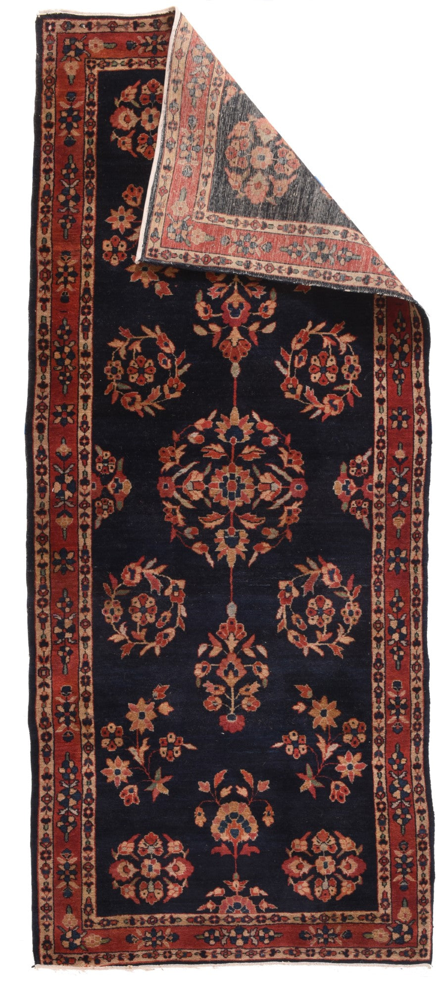 Antique Navy Mohajeran Sarouk Rug 2'9'' x 6'8''