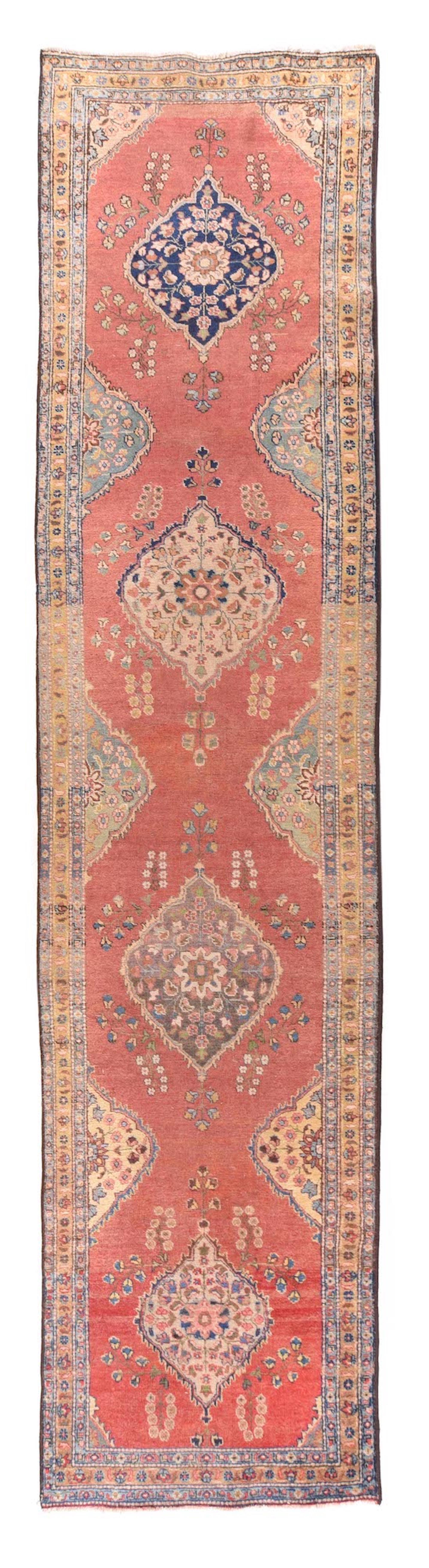 Vintage Tabriz Runner 3'3'' x 13'9''