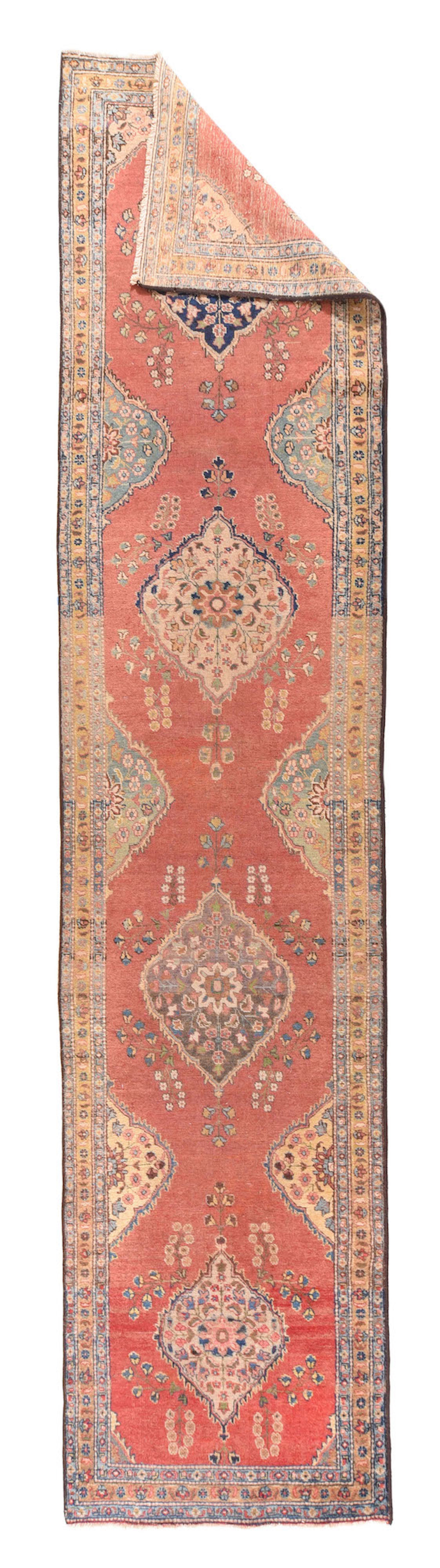 Antique  Tabriz Runner 3'3'' x 13'9''