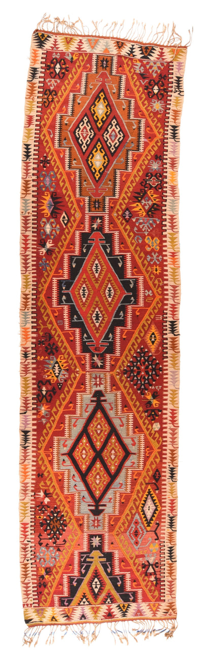 Vintage Kilim Runner 3'7'' x 13'5''