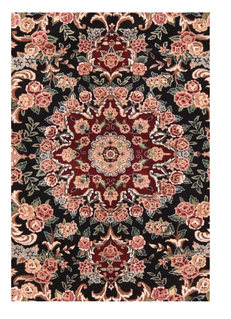Extremely Fine  Kashan Wool & Silk Rug 5'9'' x 8'9''