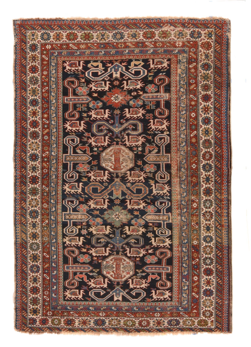 Antique Caucasian Shirvan Rug 4'3'' x 6'3''
