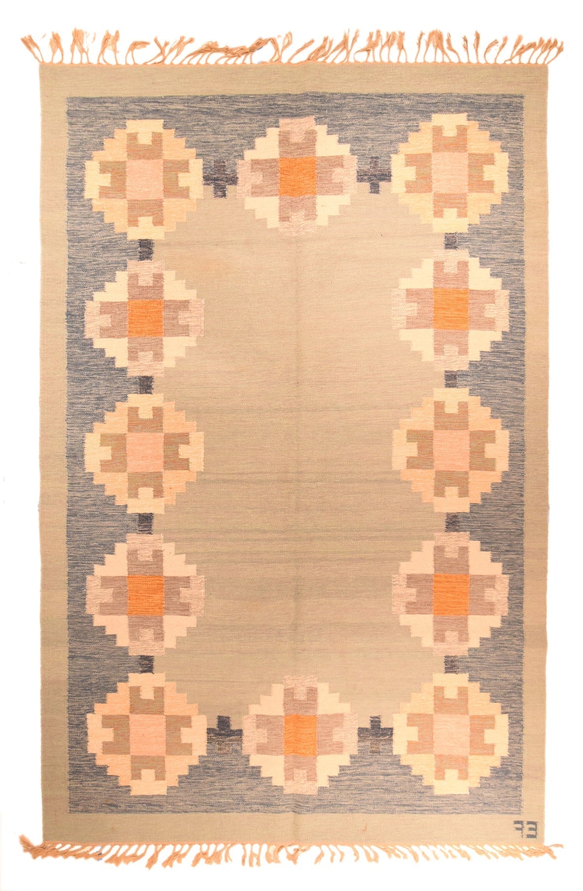 Vintage Swedish Kilim Rug 6'9'' x 10'
