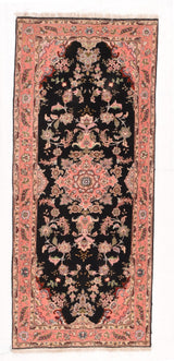 Vintage Black Tabriz Rug 2'9'' x 6'4''
