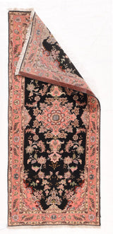 Extremely Fine Vintage  Tabriz Wool & Silk 70 Raj Rug 2'9'' x 6'4''