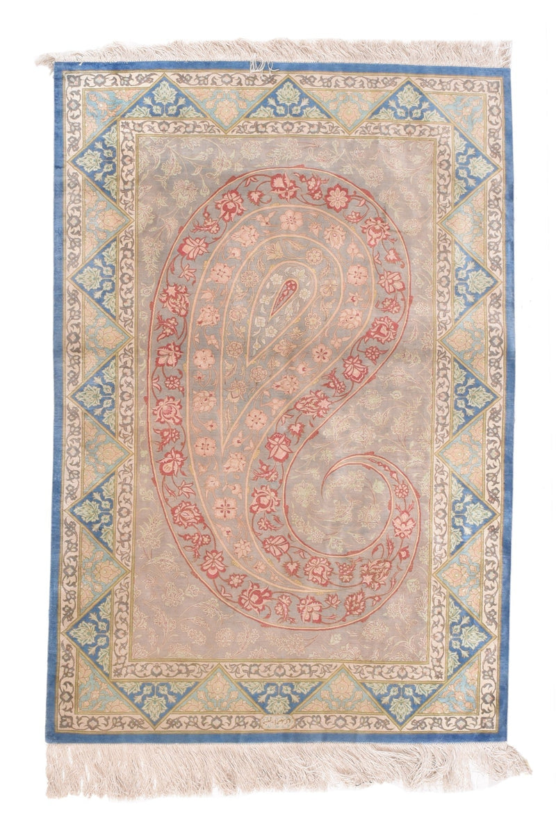 Fine  Silk Rug 3'3'' x 4'10''