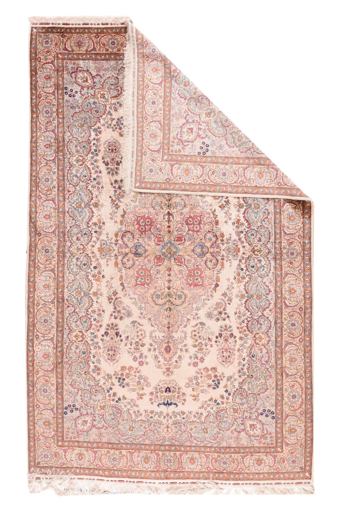 Extremely Fine Vintage Silk Turkish Herekeh Rug 6'5'' x 10'4''