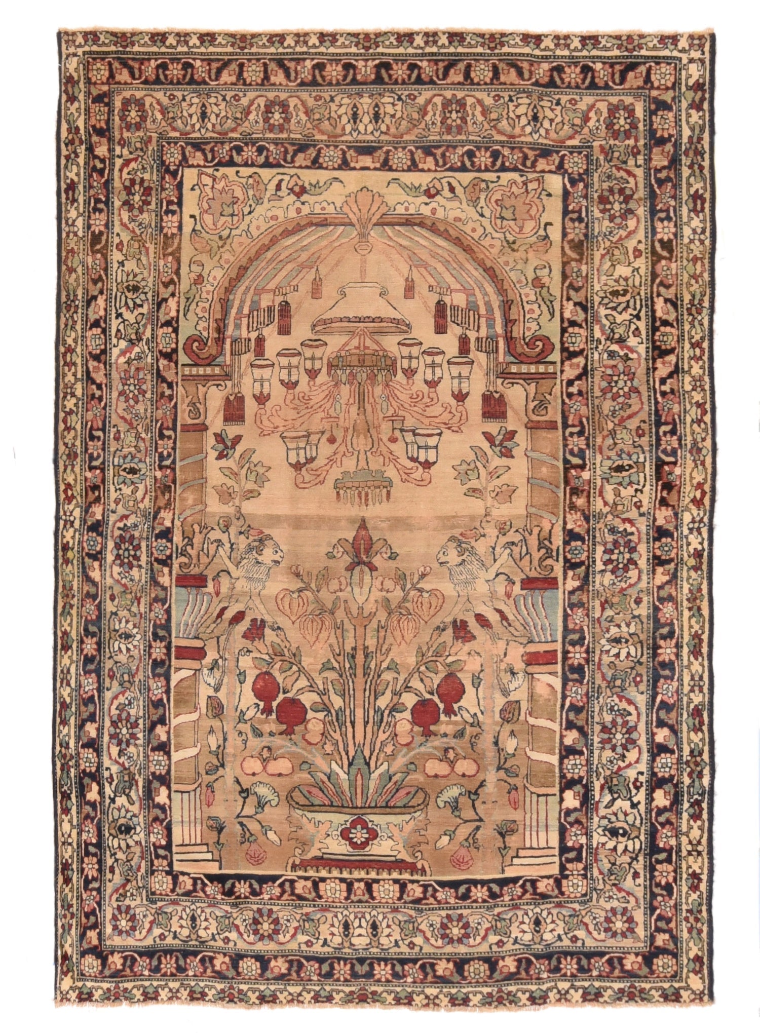 Antique Dark Beige Lavar Kerman Rug 4'4'' x 6'2''
