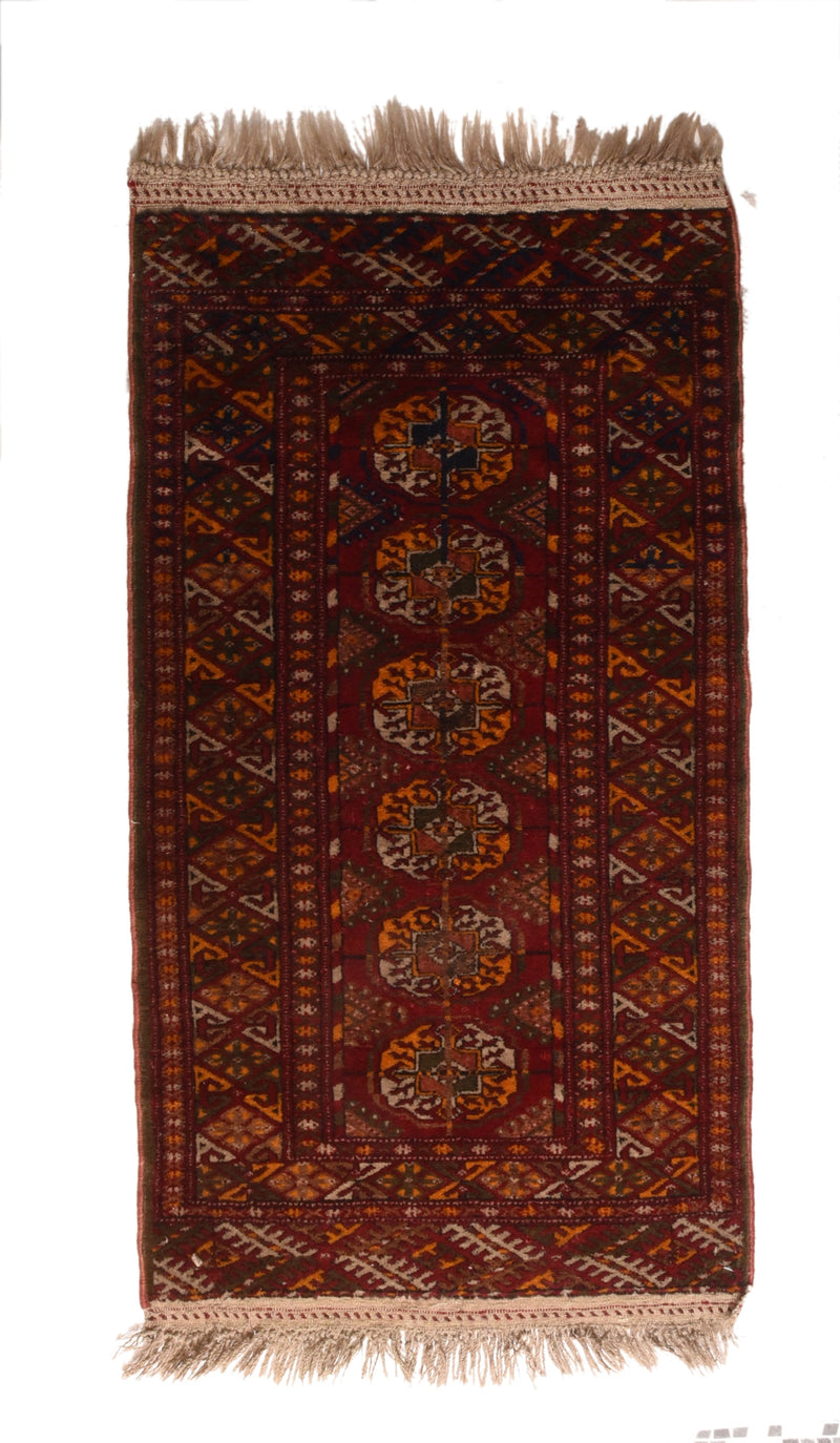 Vintage Turkish Bokara Rug 1'10'' x 3'6''