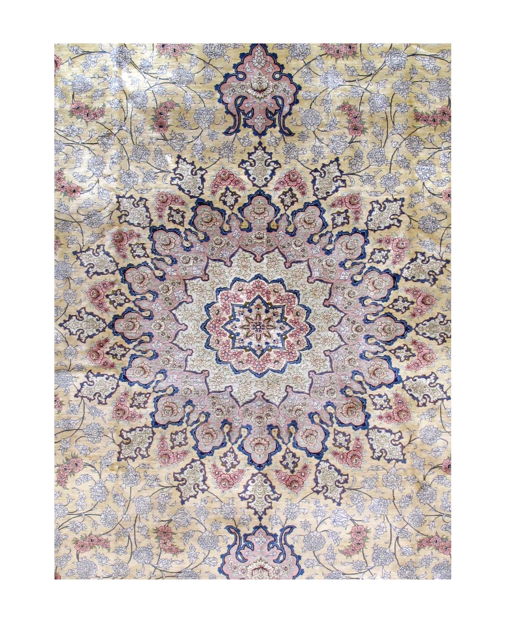 Fine  Vintage Silk Qum Rug 7'8'' x 11'4''
