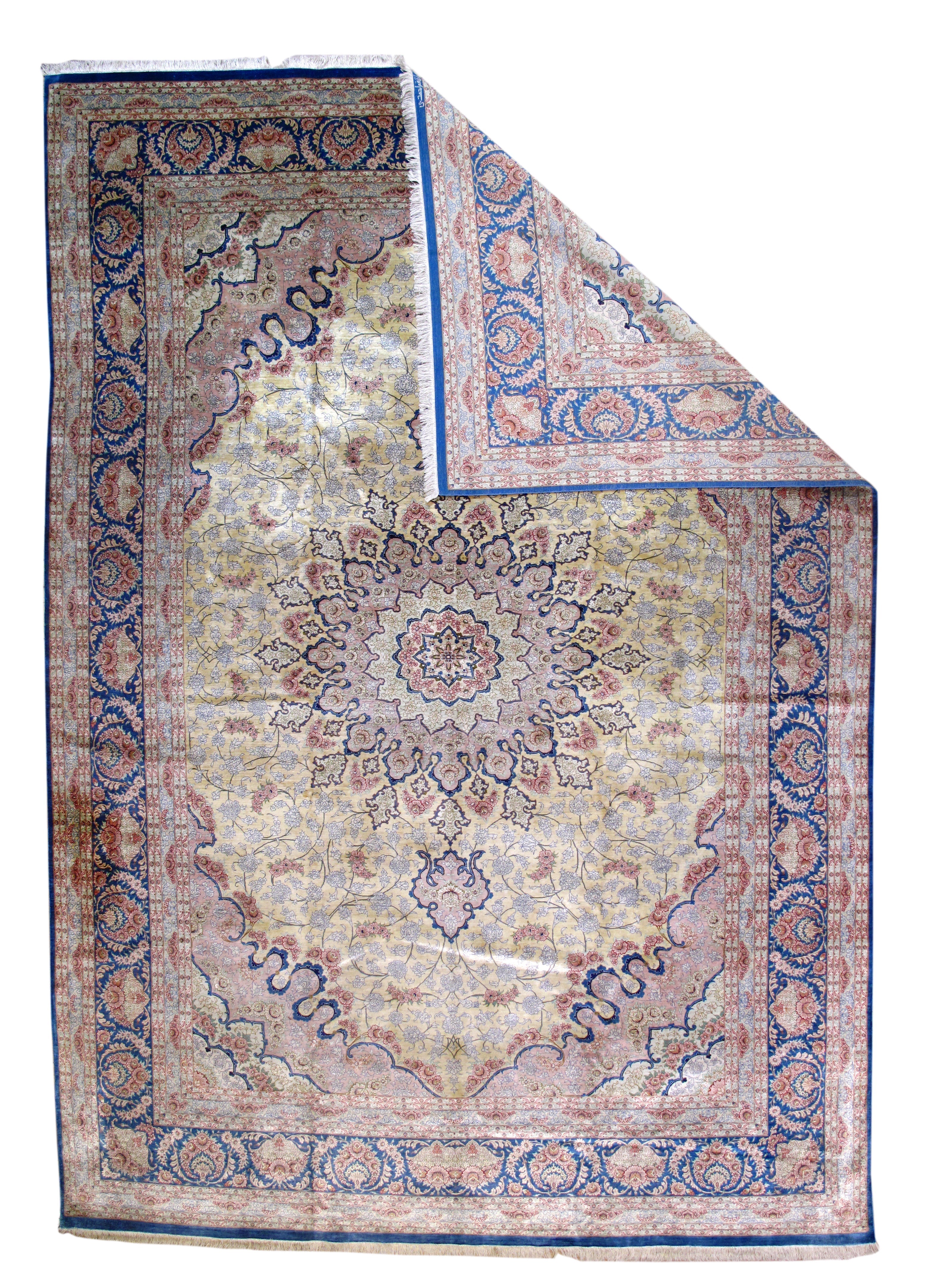 Fine  Vintage Silk Qum Rug 7'8'' x 11'4''