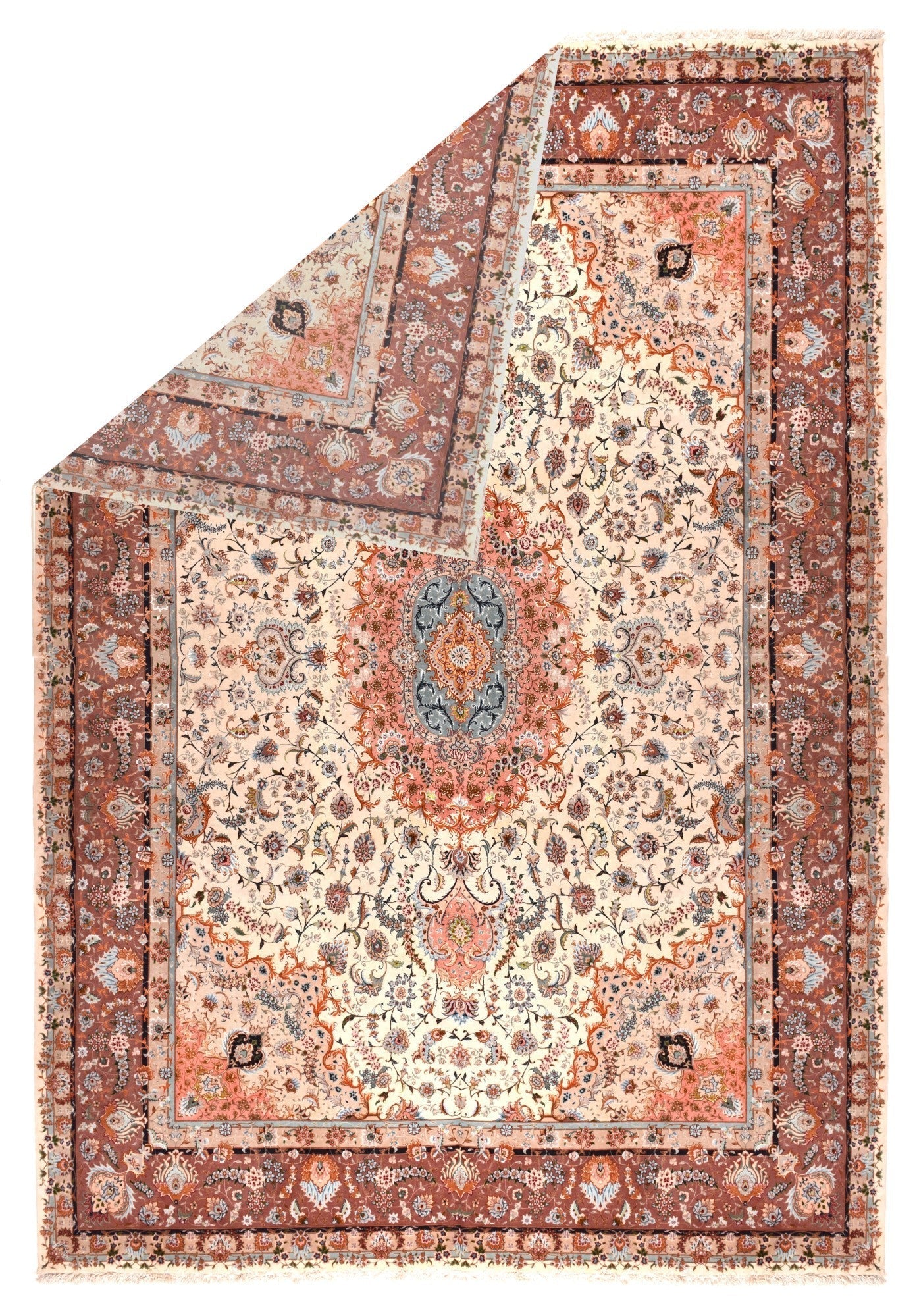 Extremely Fine  Wool & Silk Tabriz Rug 9'9'' x 13'0"