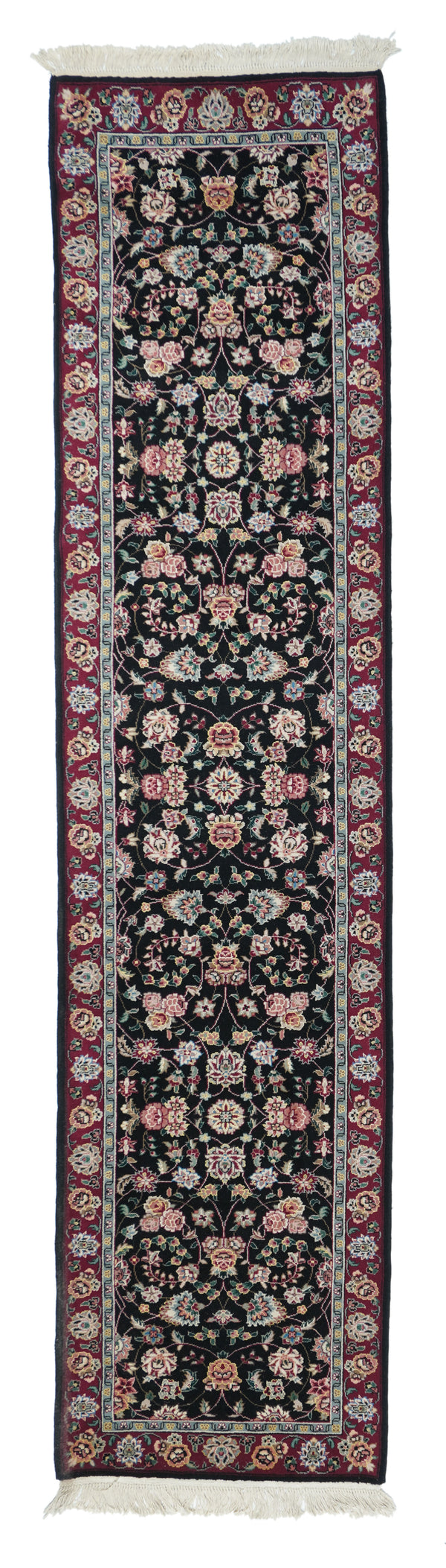 India Tabriz Wool & Silk on Cotton 2'5''x9'10''