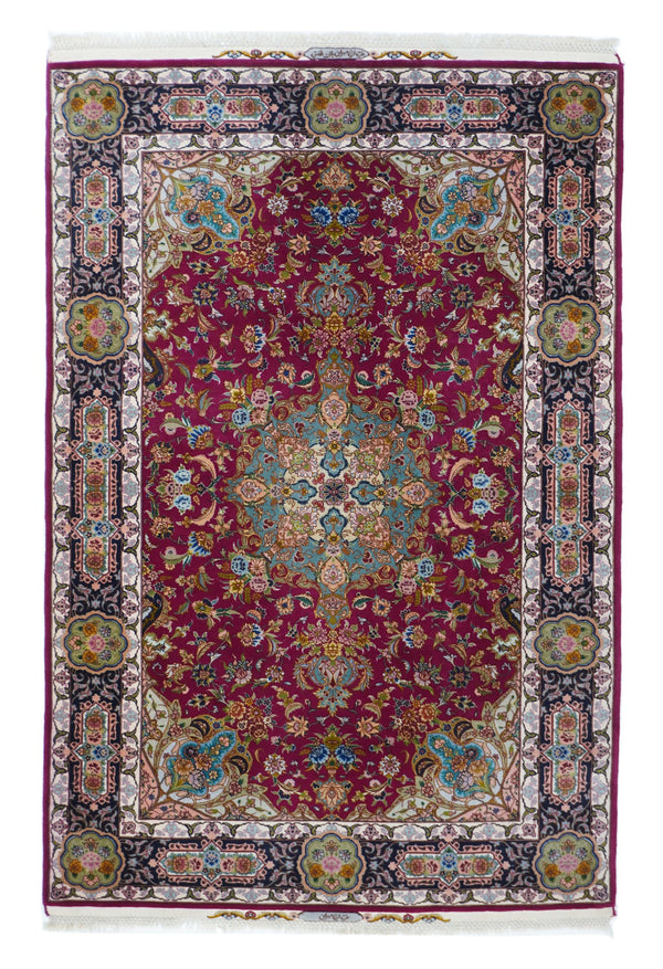 Persian Tabriz Wool & Silk on Silk 3'4'' x 5'3''