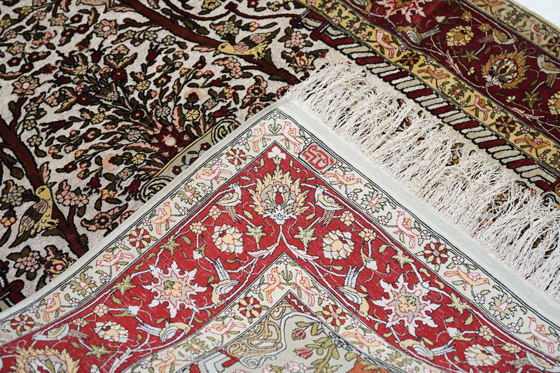 Vintage Turkish Silk Hereke Rug 3'3'' x 4'6''